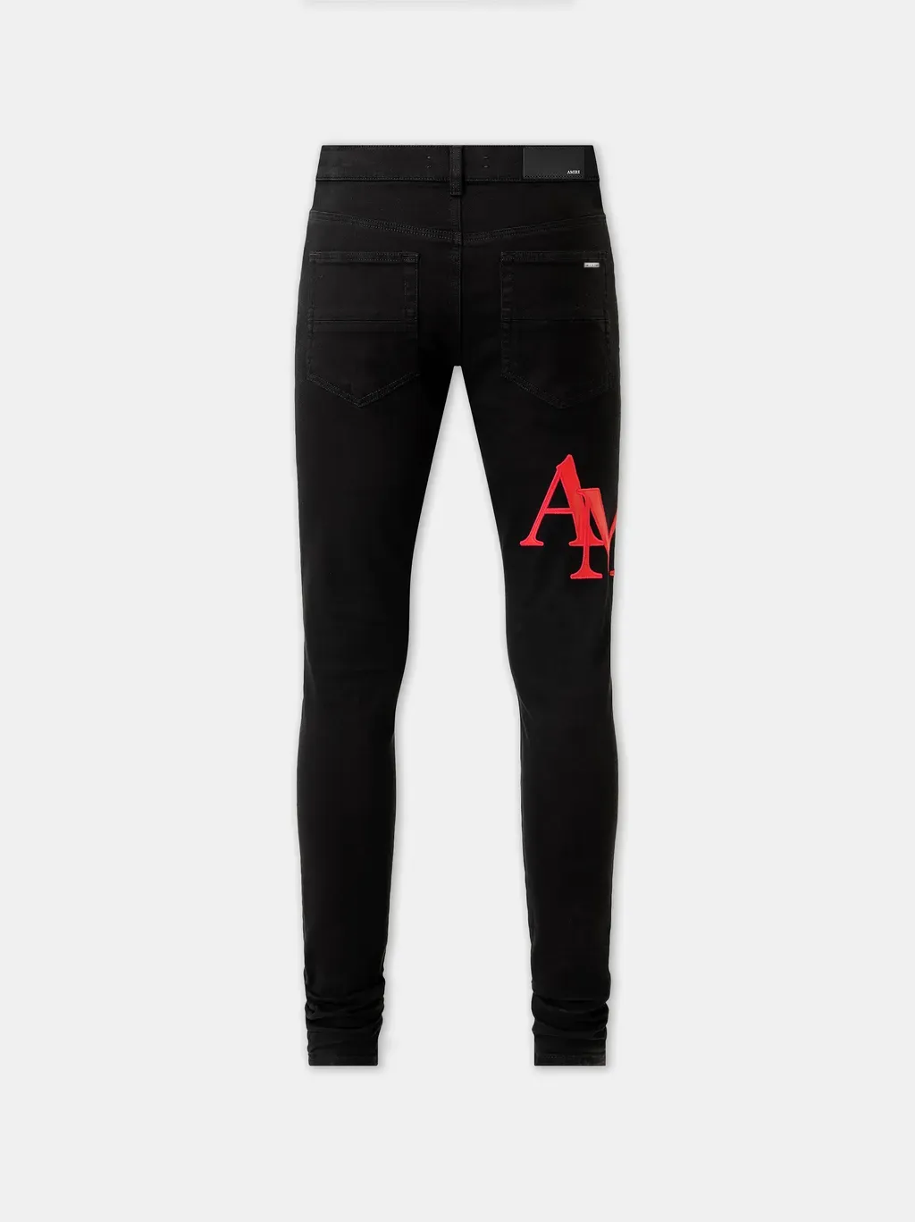 Staggered Logo Skinny Jean- Black Red