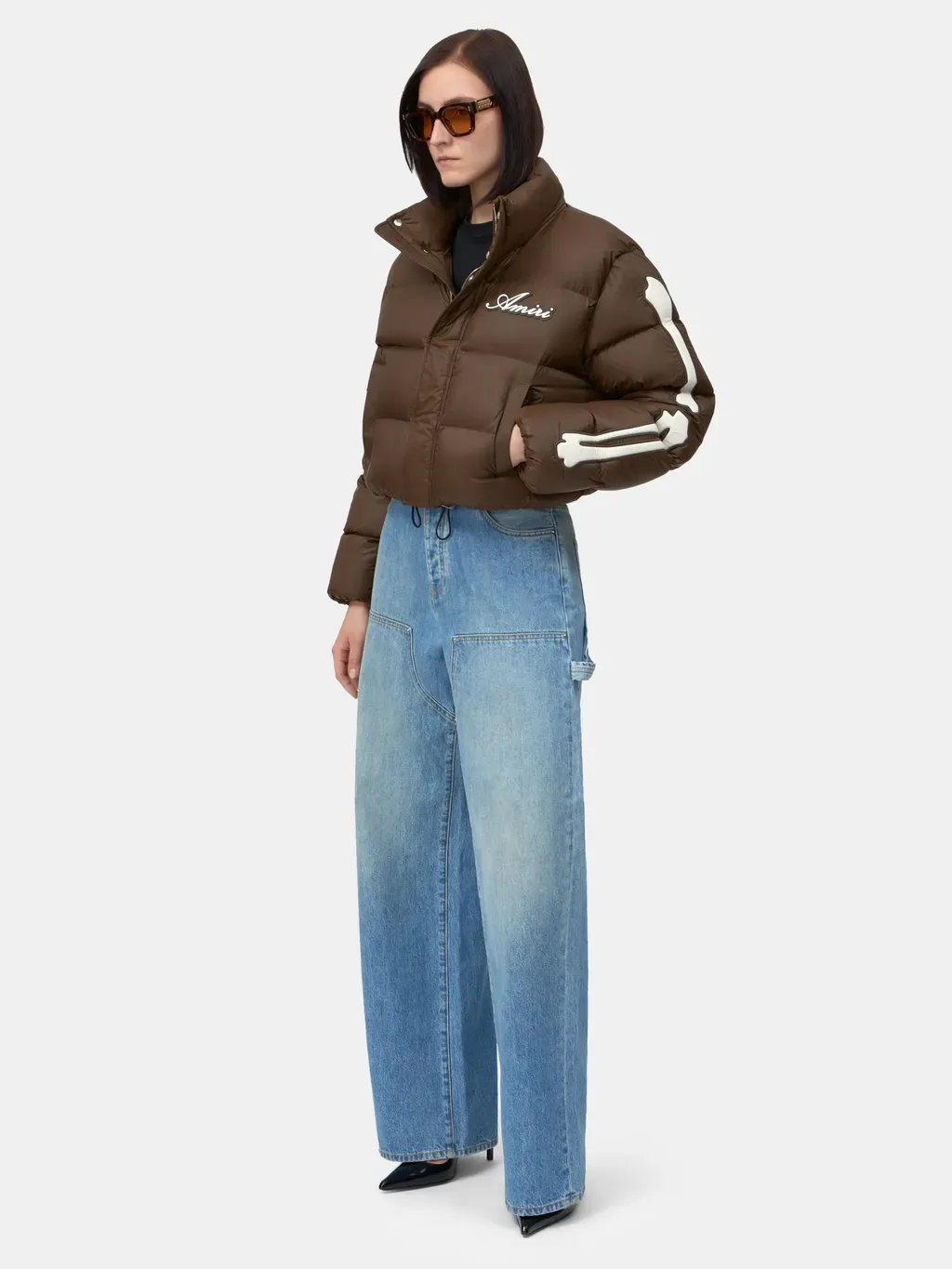 Women - Bones Cropped Down Jacket - Dark Brown