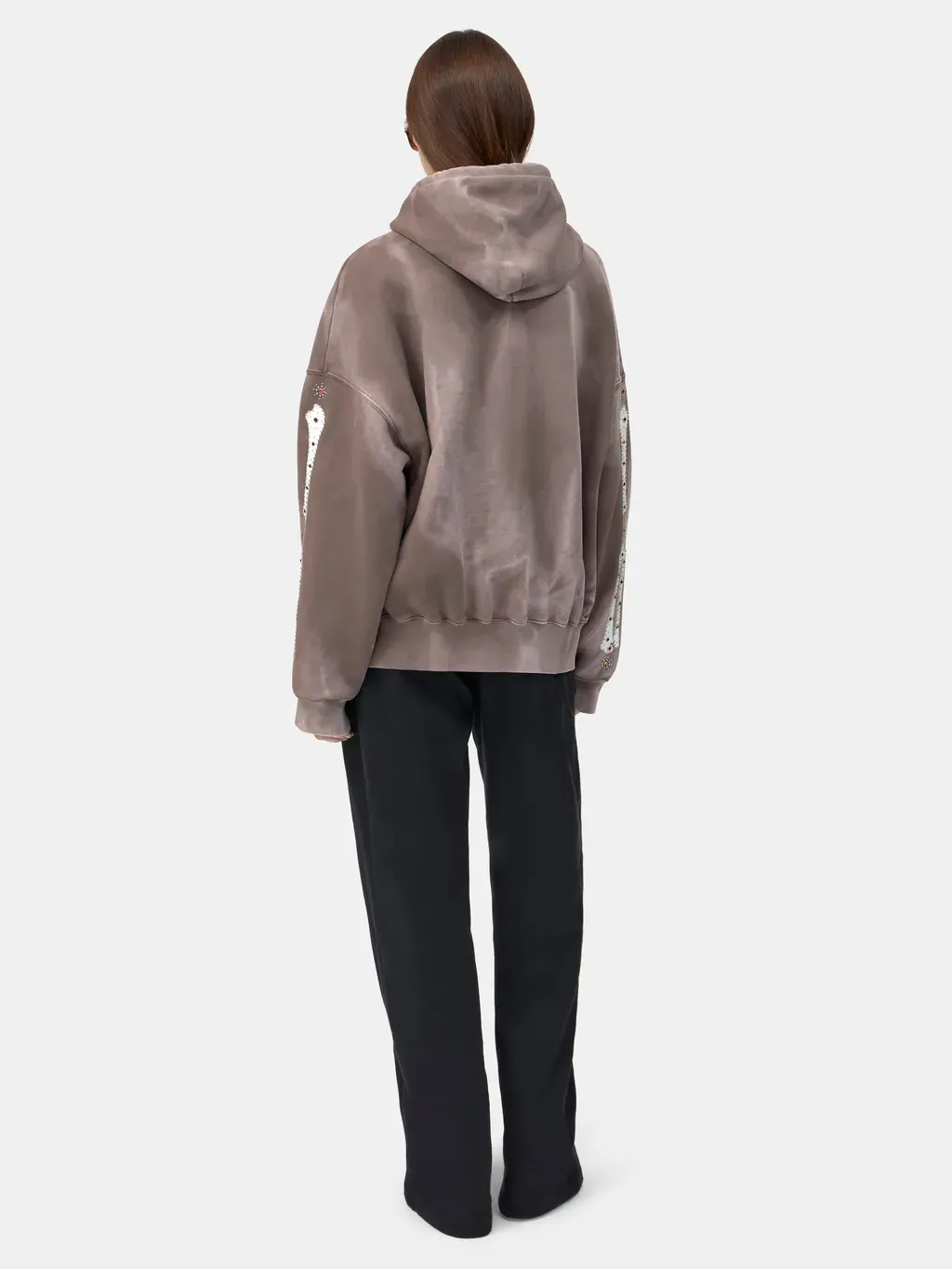 Women - Bones Studded Zip Hoodie - Dark Brown