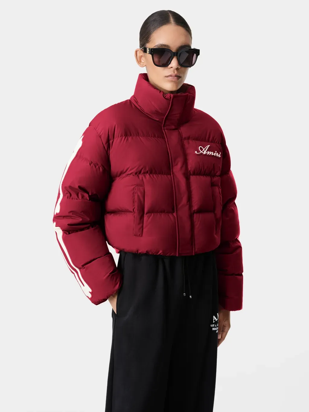 Women - Bones Cropped Down Jacket - Deep Red
