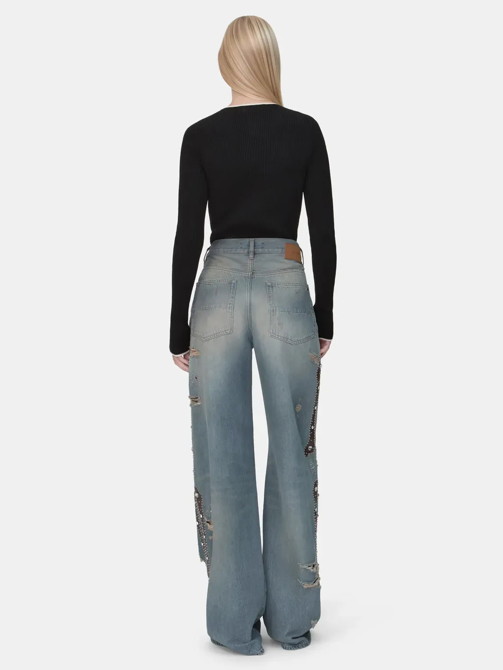 Women - Bones Studded Jean - Driftwood Blue