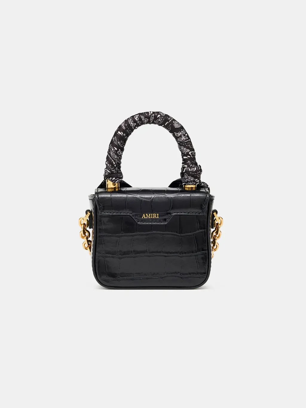 Women - Croc Emossed Nano Ma Bag - Black