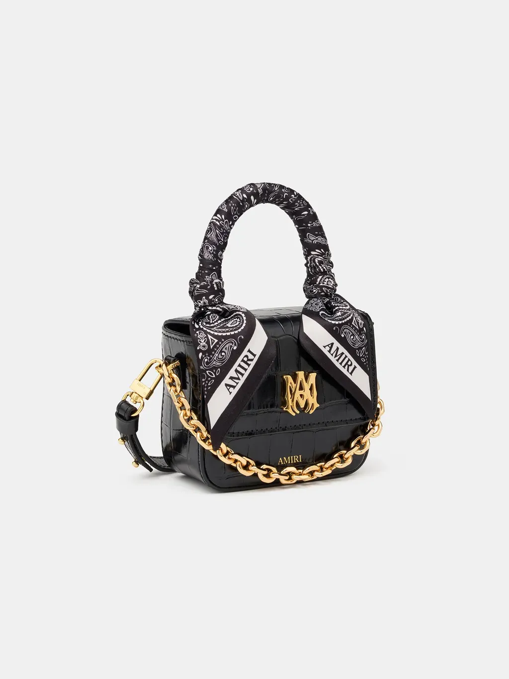 Women - Croc Emossed Nano Ma Bag - Black