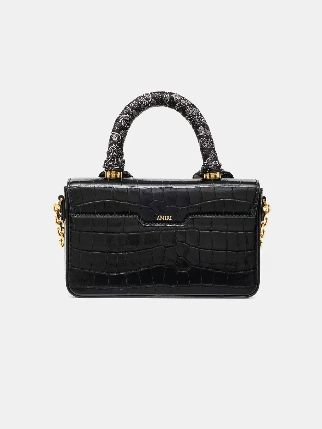 Women - Croc Embossed Long Ma Bag - Black