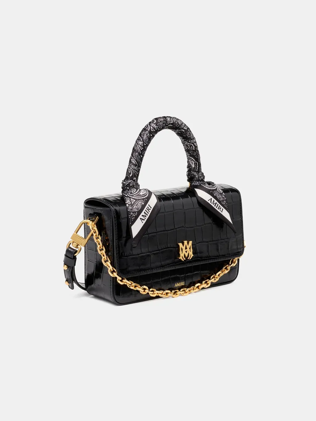 Women - Croc Embossed Long Ma Bag - Black