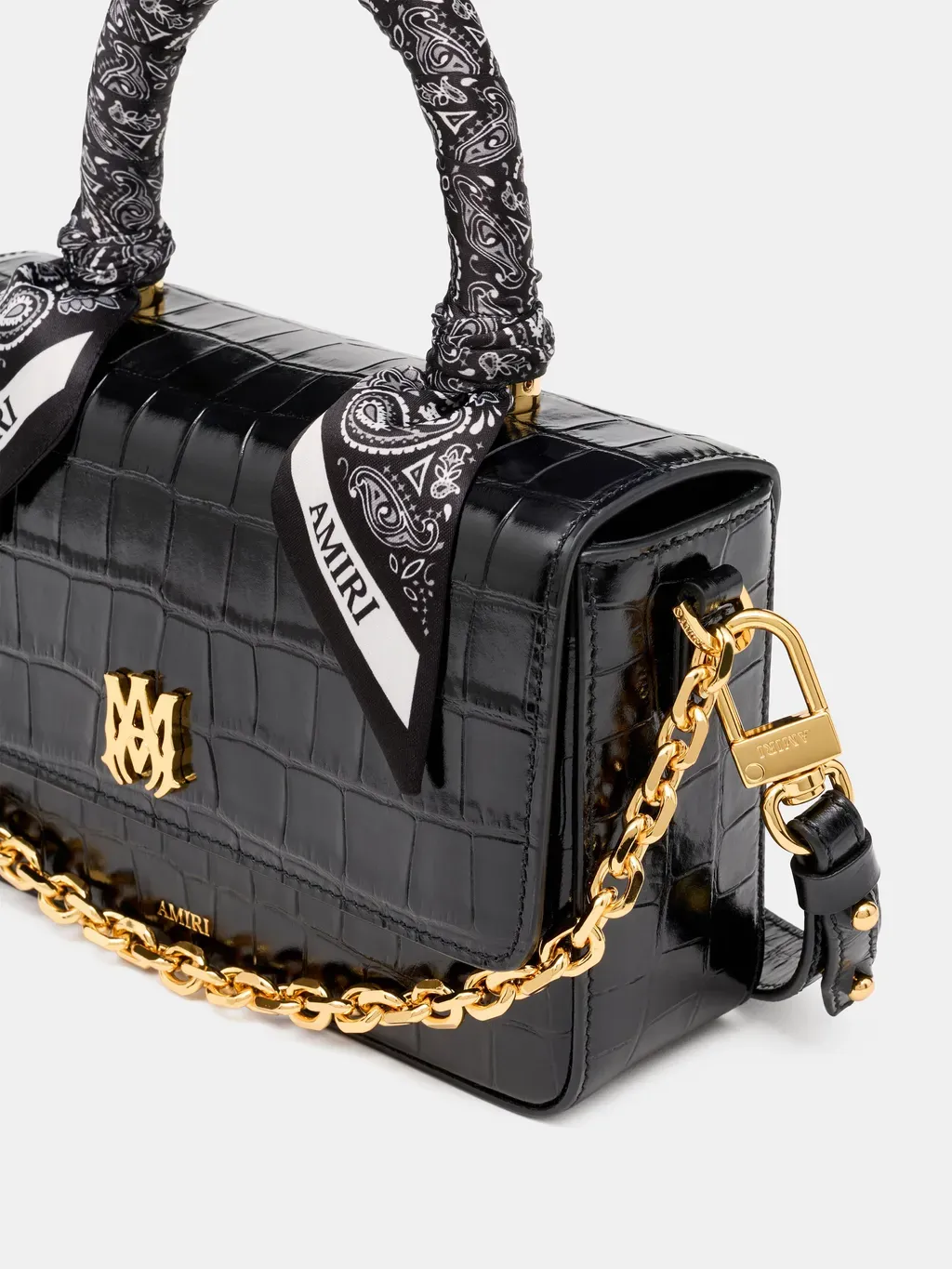 Women - Croc Embossed Long Ma Bag - Black