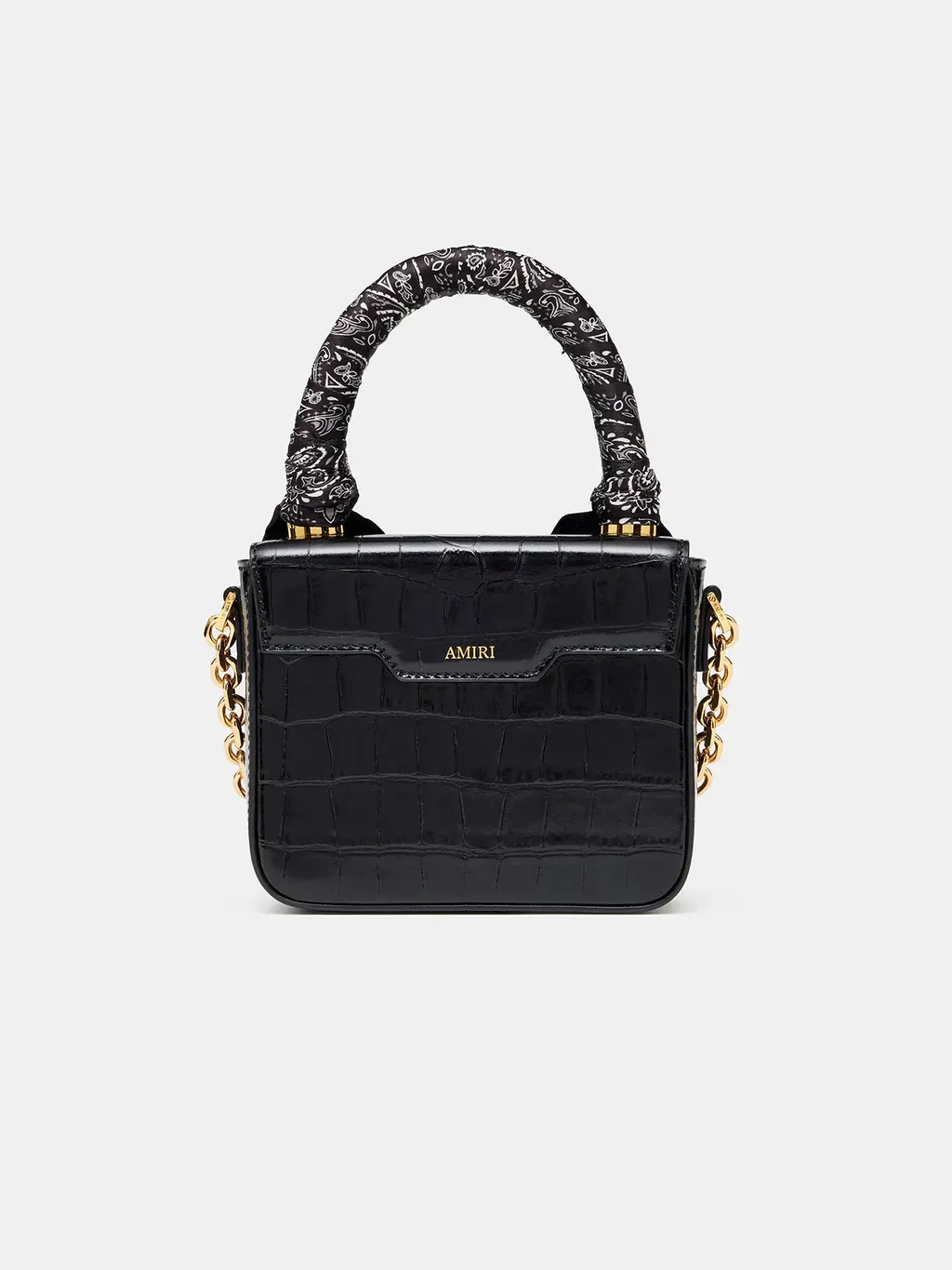 Women - Croc Embossed Micro Ma Bag - Black