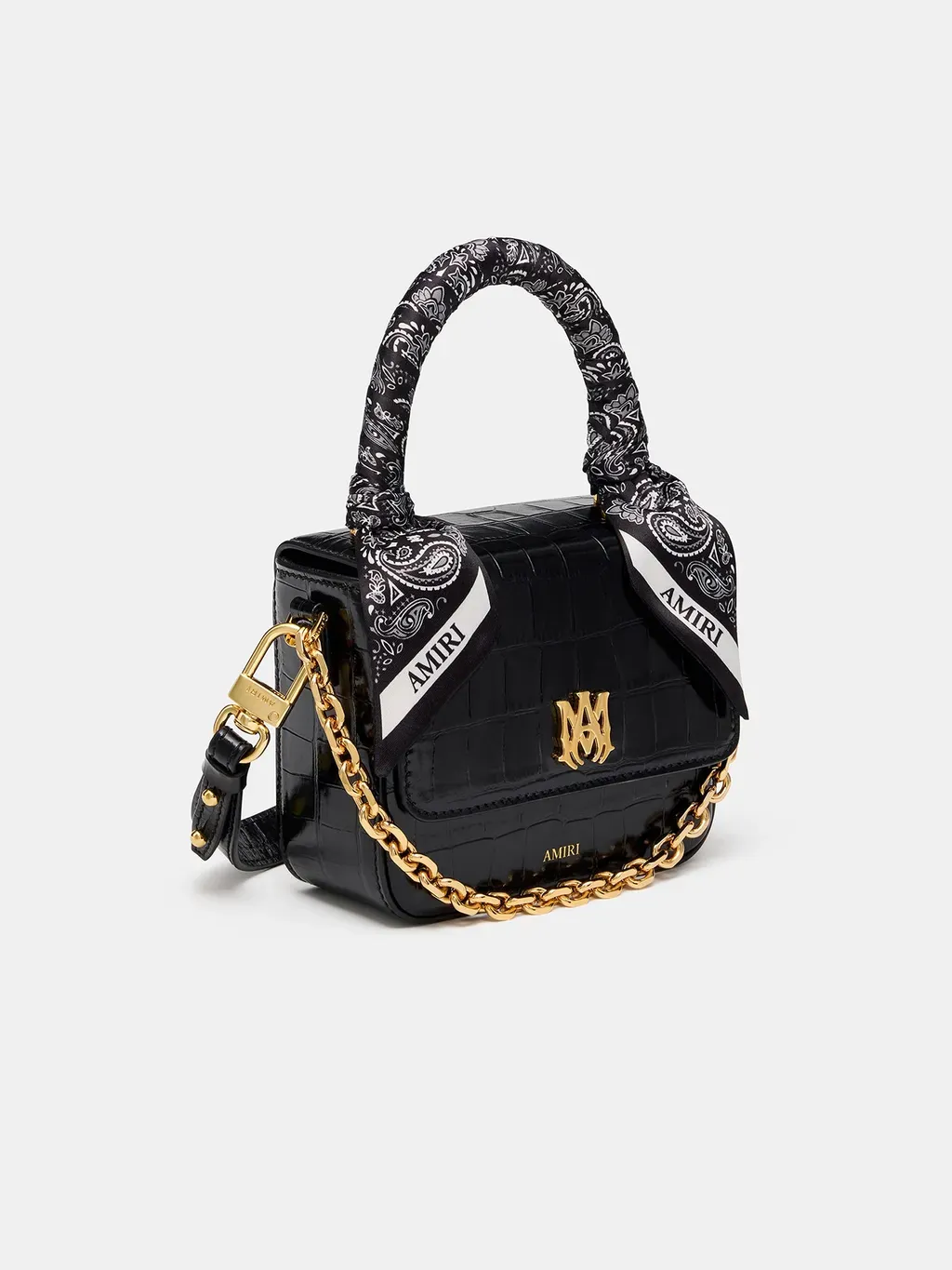Women - Croc Embossed Micro Ma Bag - Black