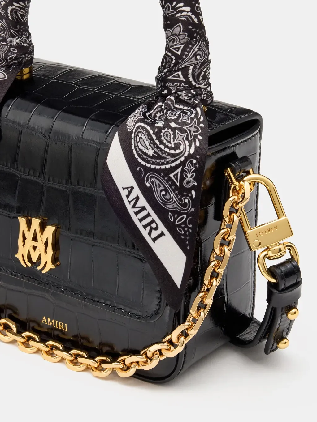 Women - Croc Embossed Micro Ma Bag - Black