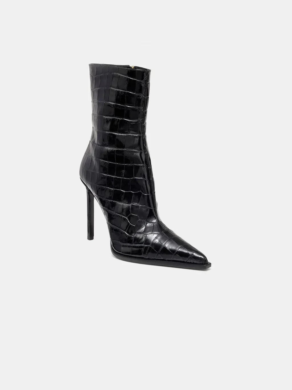 Women - Croc Debossed Ma Stiletto Boot - Black