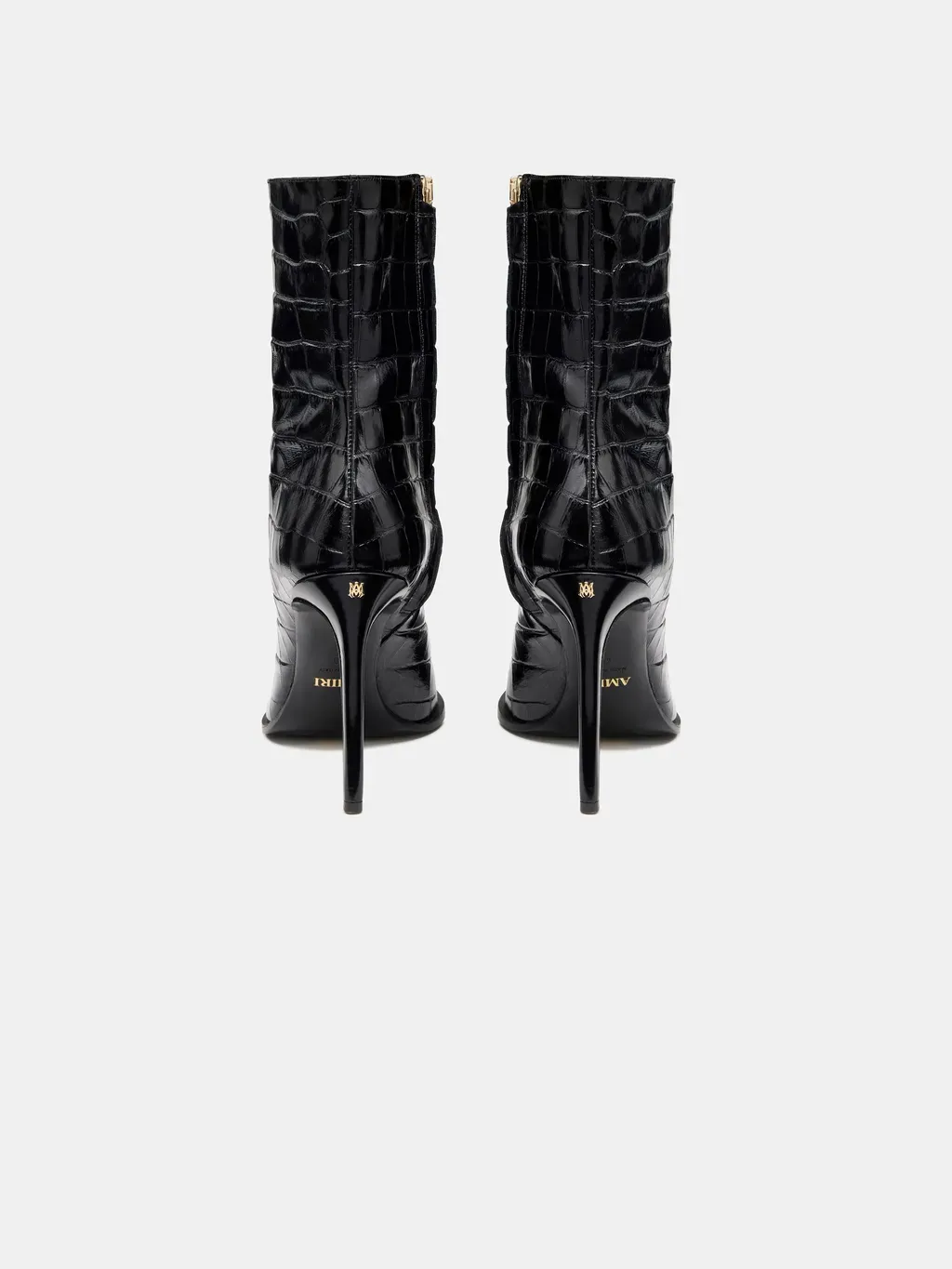Women - Croc Debossed Ma Stiletto Boot - Black