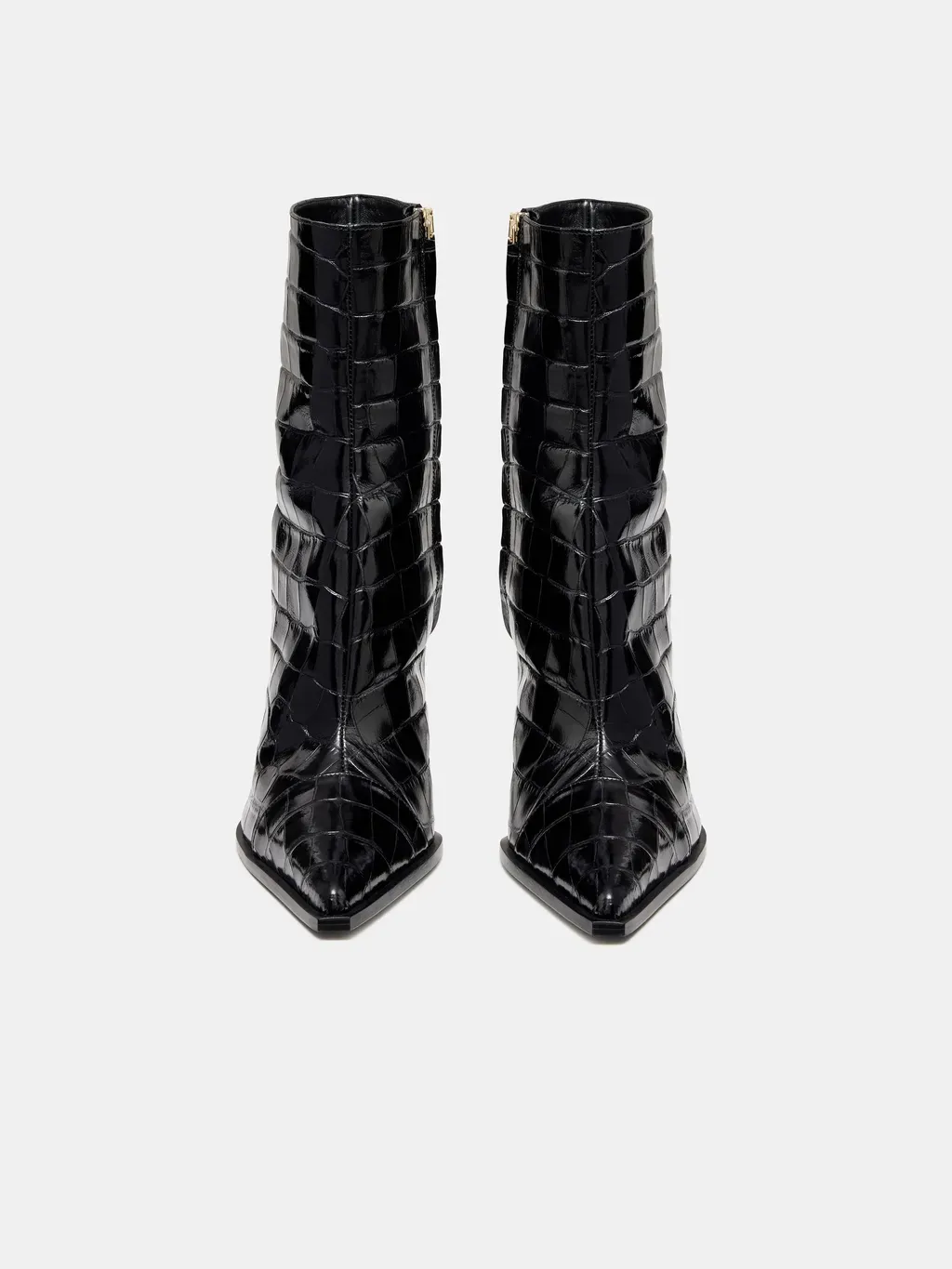 Women - Croc Debossed Ma Stiletto Boot - Black