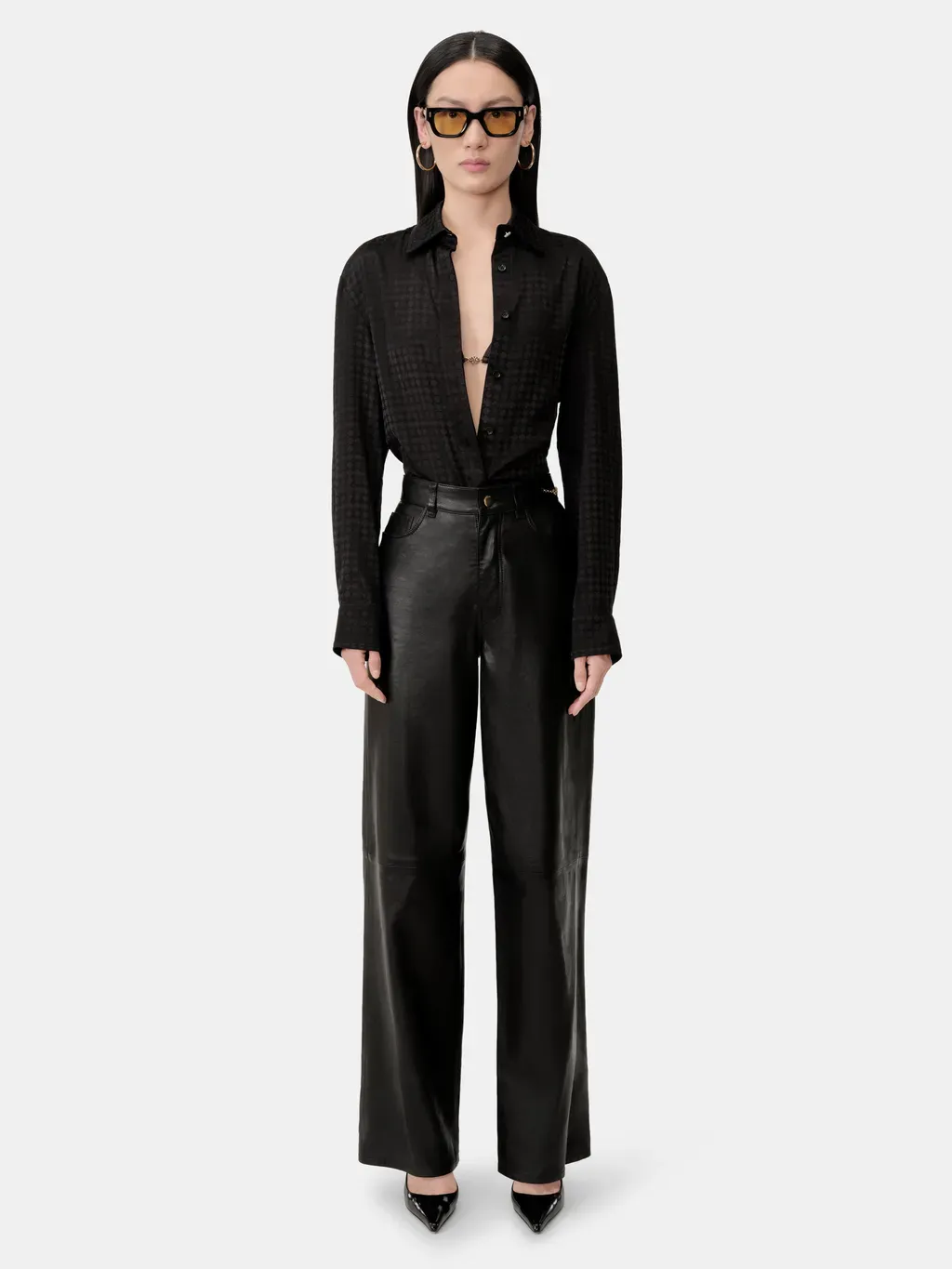 Women - Leather Straight Pant - Black