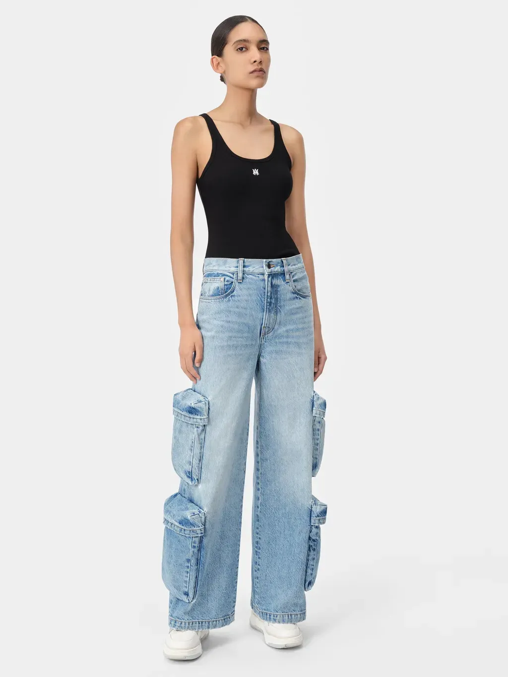 Women - Ma Embroidered Ribbed Tank - Black