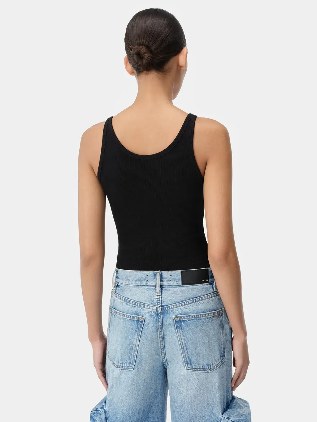 Women - Ma Embroidered Ribbed Tank - Black