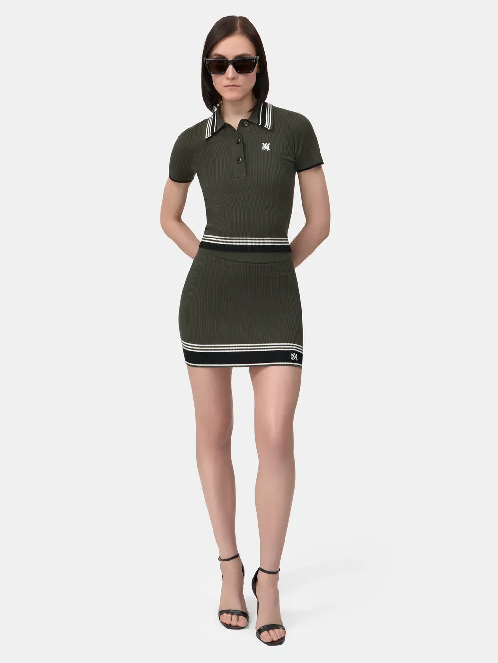 Women - Ma Stripe Polo - Dark Sage