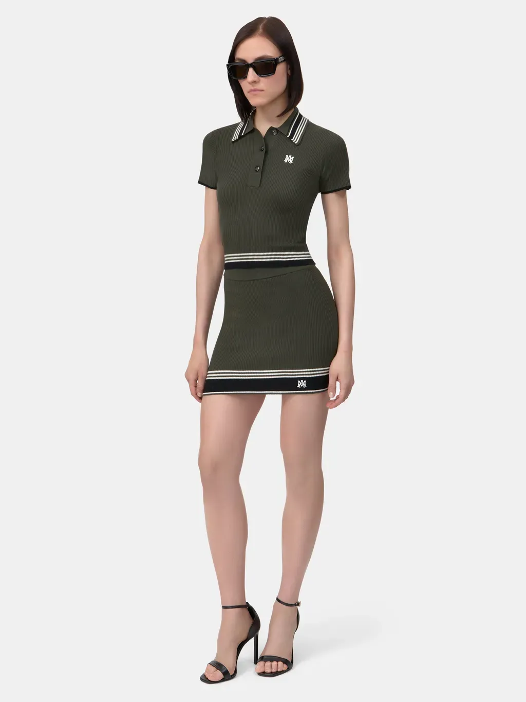 Women - Ma Stripe Polo - Dark Sage