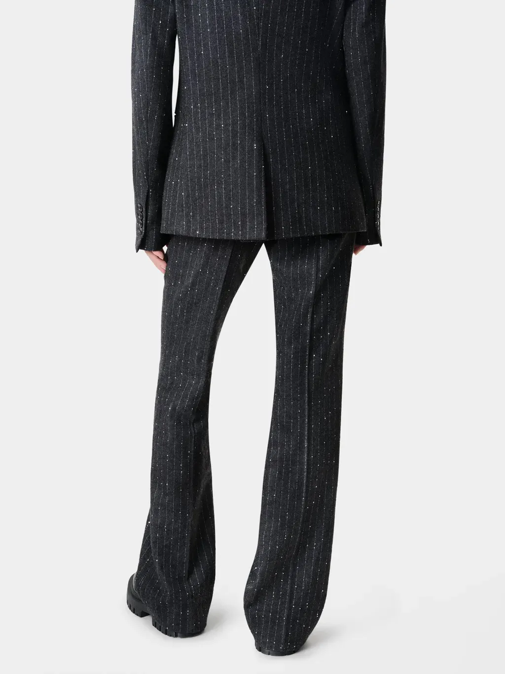 Women - Sequin Pinstripe Kick Flare - Dark Grey