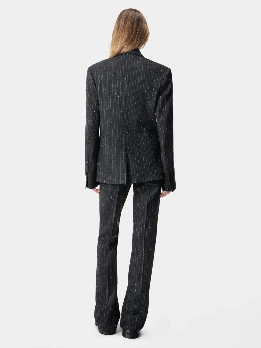 Women - Sequin Pinstripe Kick Flare - Dark Grey
