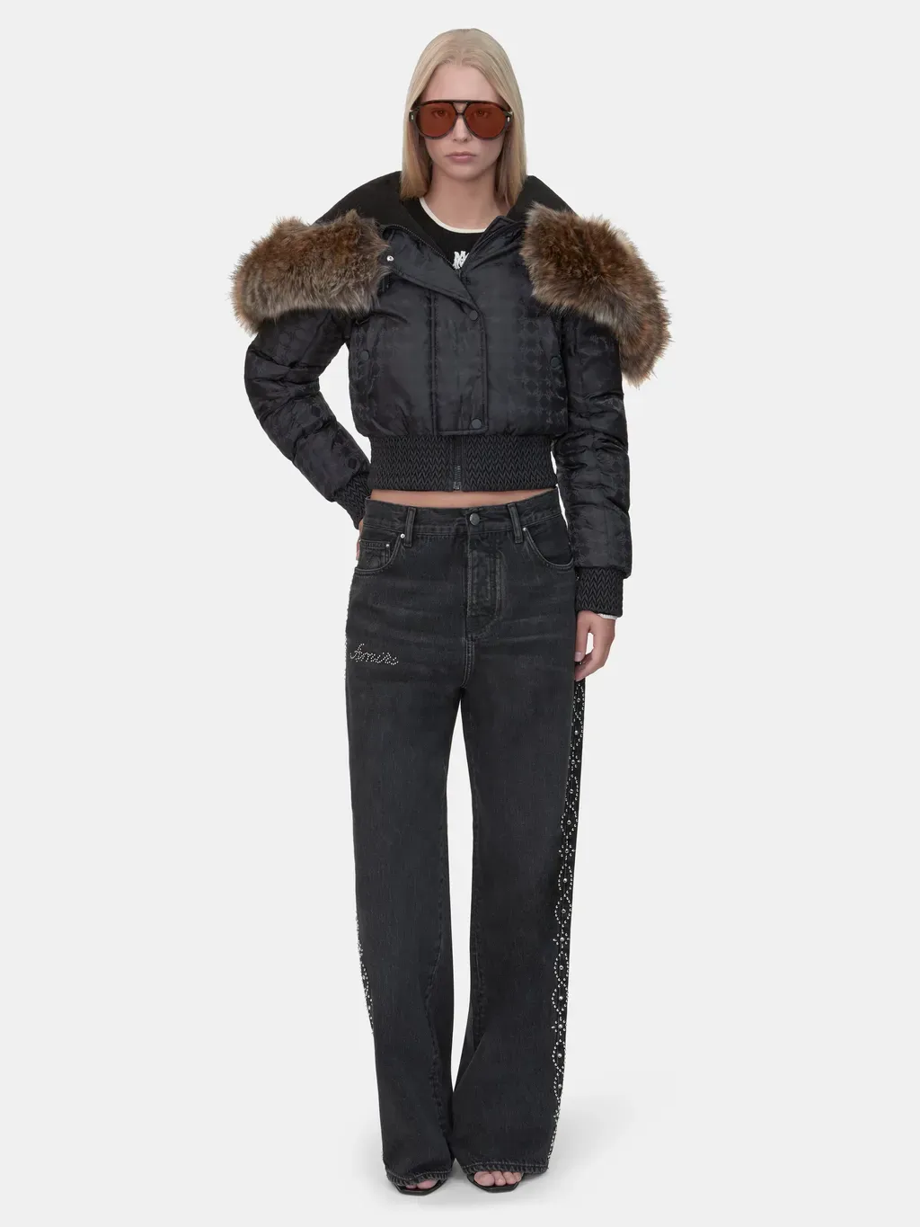 Women - Stud Baggy Jean - Retro Black