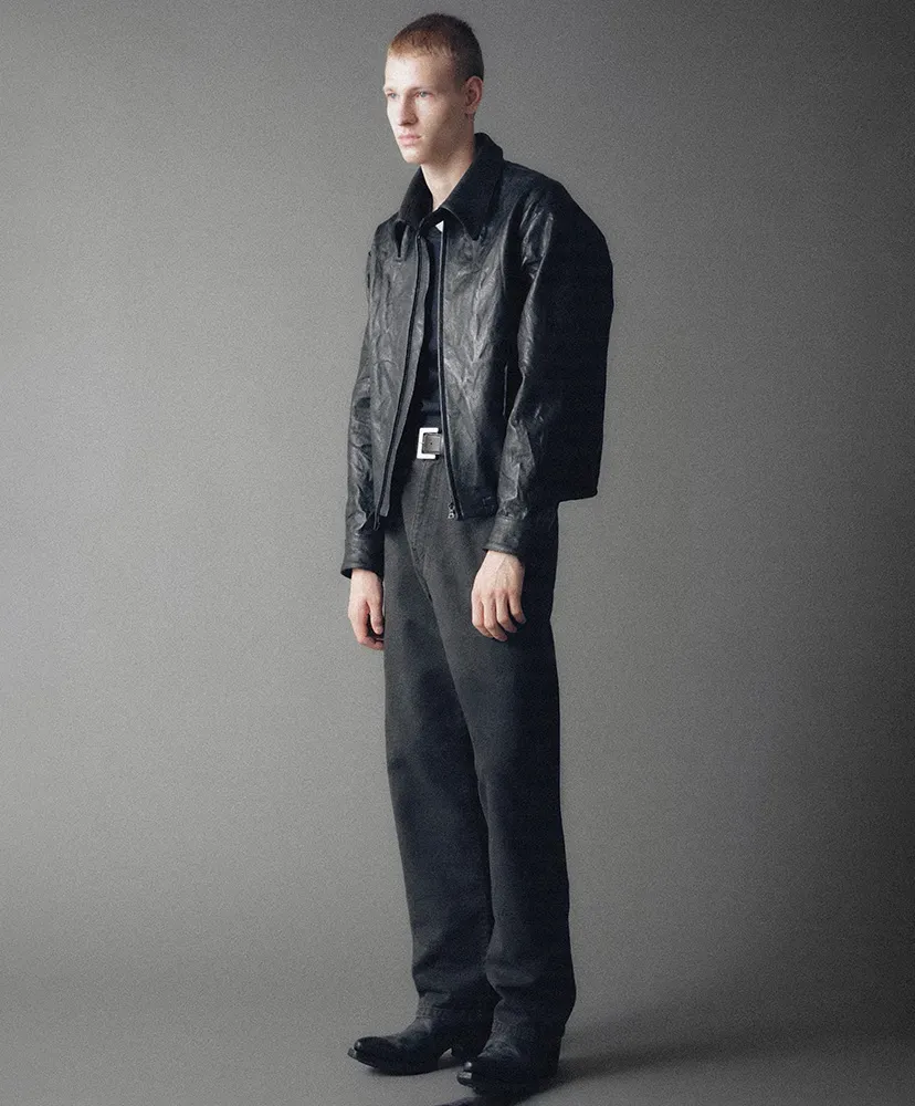 Weston Crinkled Leather Jacket In Goat Leather