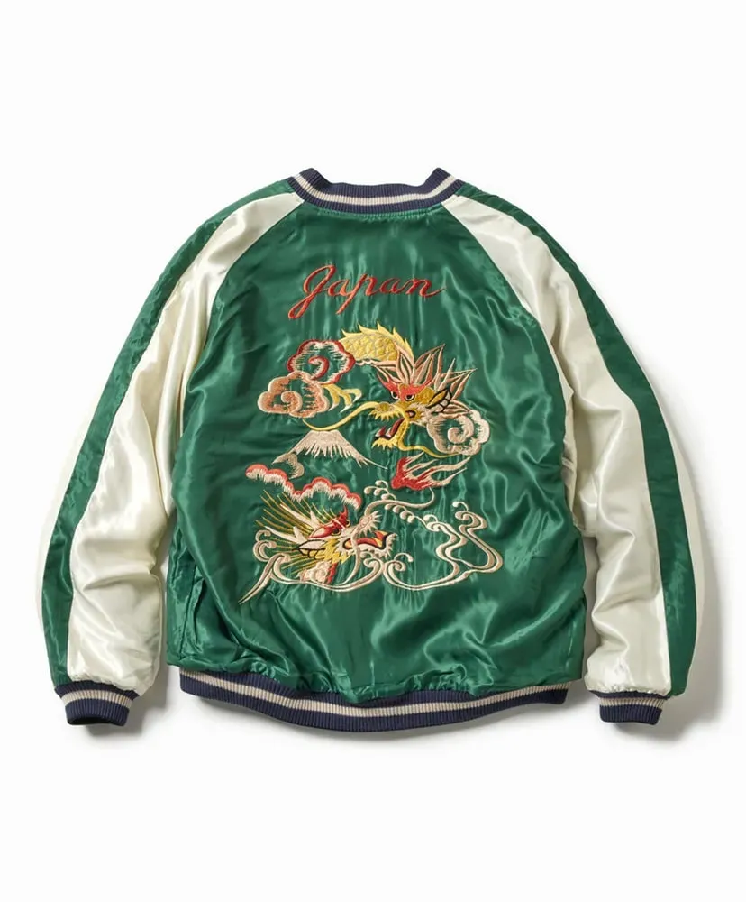 Wool Melton × Acetate Souvenir Jacket - Dragon Head