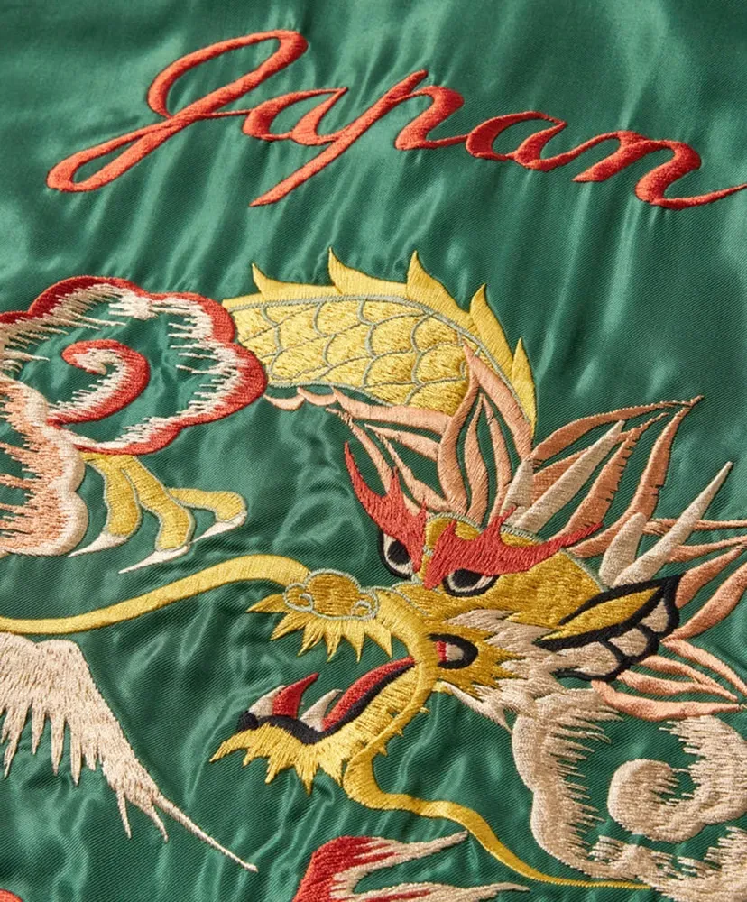 Wool Melton × Acetate Souvenir Jacket - Dragon Head