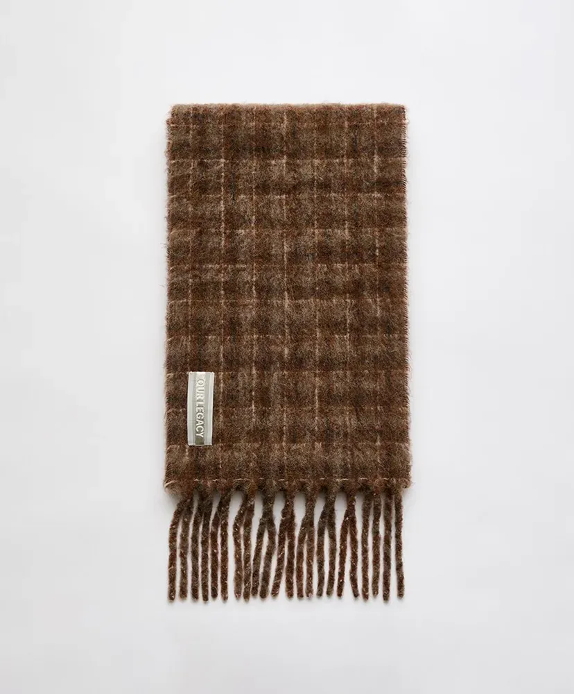 Estate Scarf - Dorf Check Fuzzy Alpaca