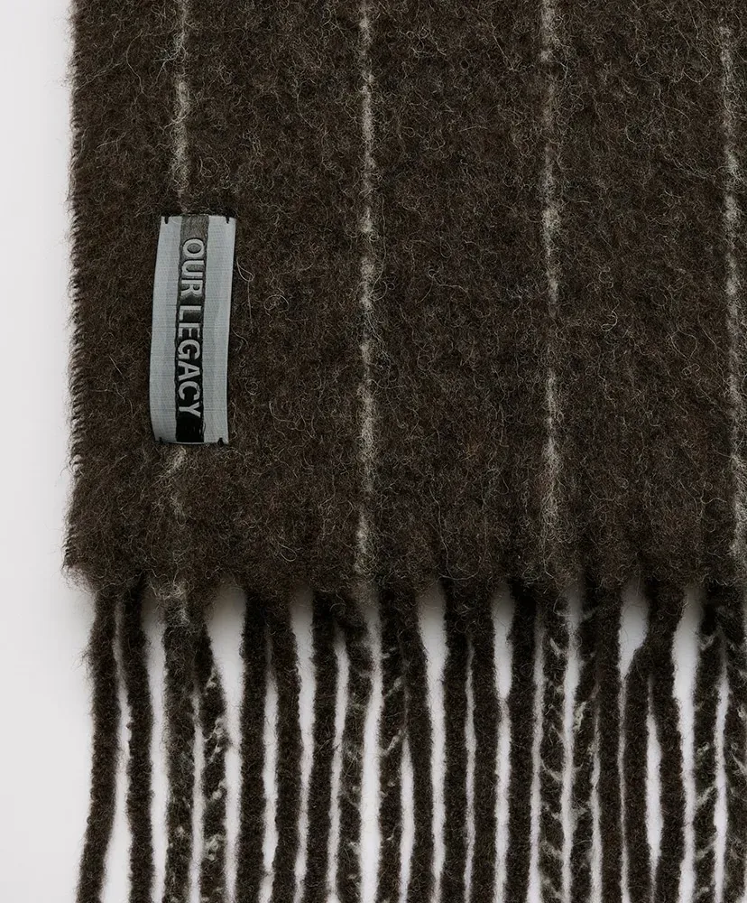 Estate Scarf - Brown Pinstripe Fuzzy Alpaca