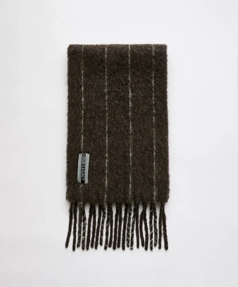 Estate Scarf - Brown Pinstripe Fuzzy Alpaca