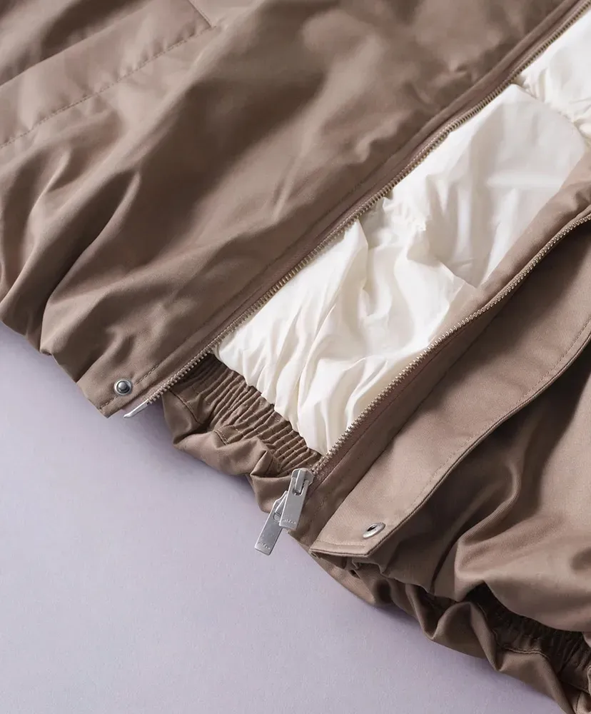 Wide Square Zip Up Down Jacket