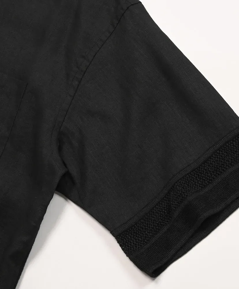 Linen Mesh Open Collar Shirt