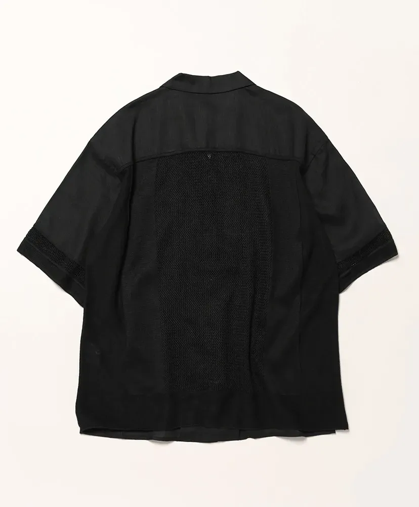 Linen Mesh Open Collar Shirt