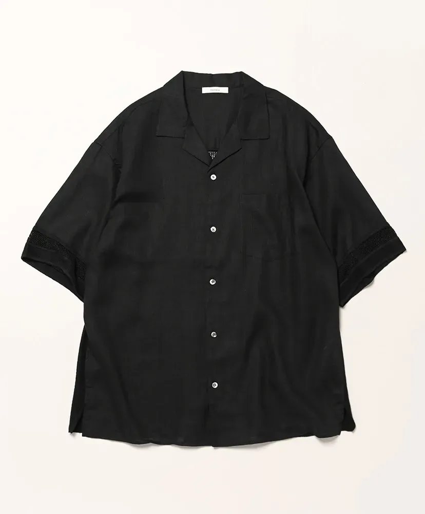 Linen Mesh Open Collar Shirt