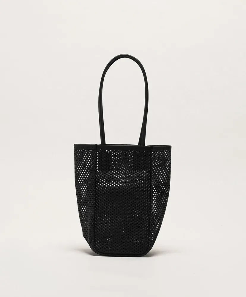 Washed Leather Mesh Tote