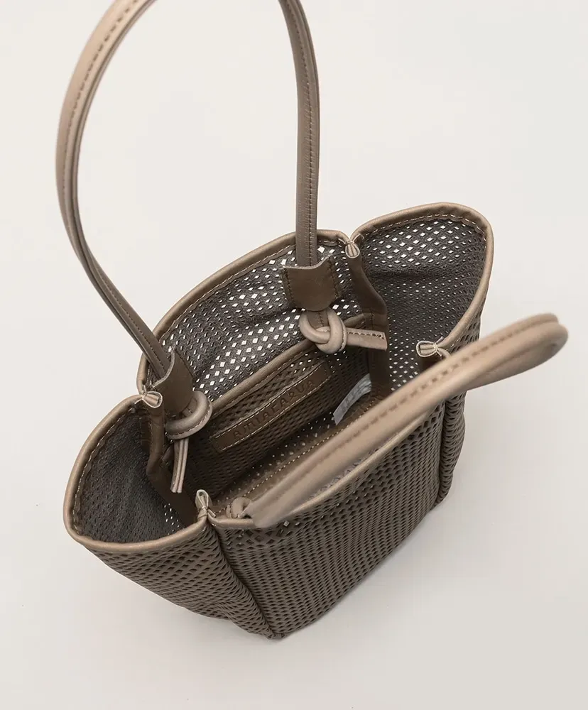 Washed Leather Mesh Tote