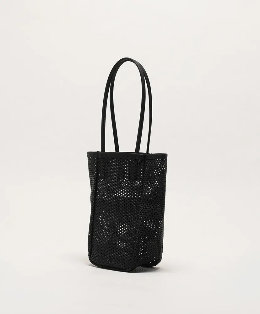 Washed Leather Mesh Tote