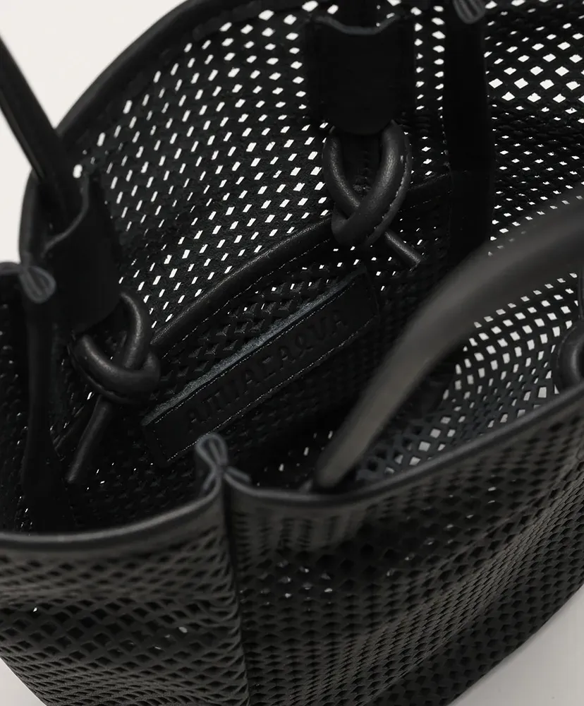 Washed Leather Mesh Tote