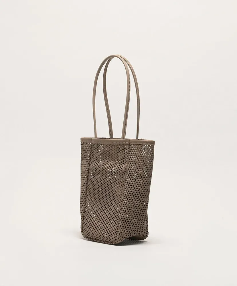Washed Leather Mesh Tote
