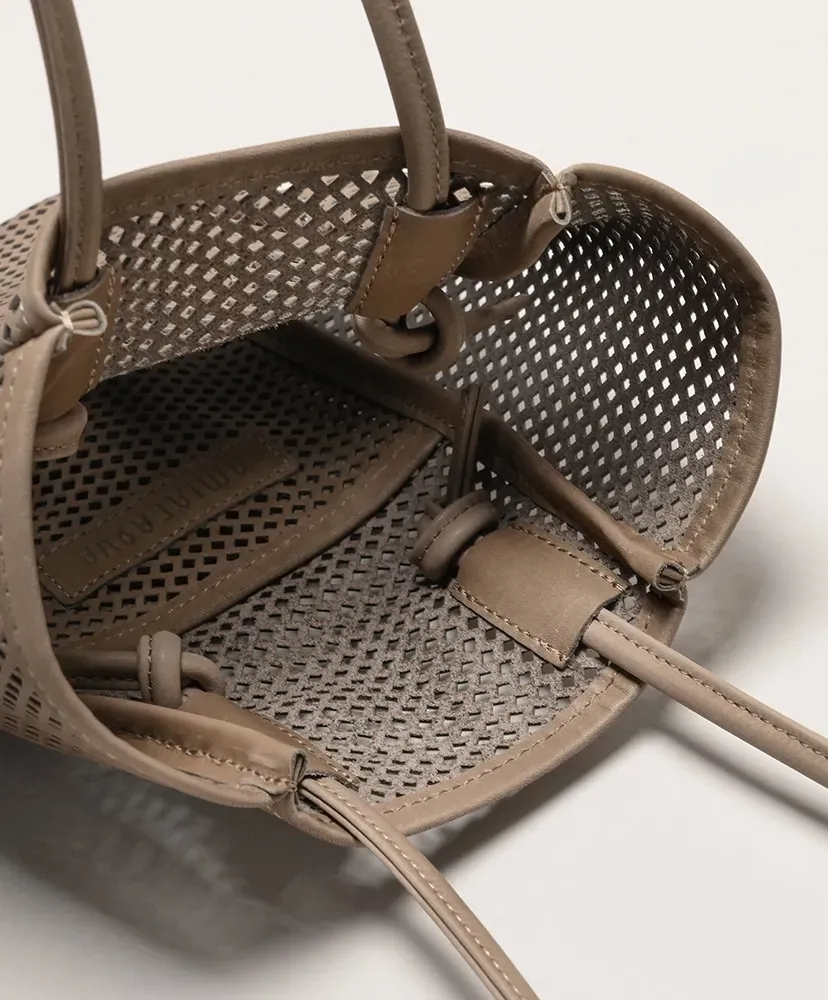 Washed Leather Mesh Tote