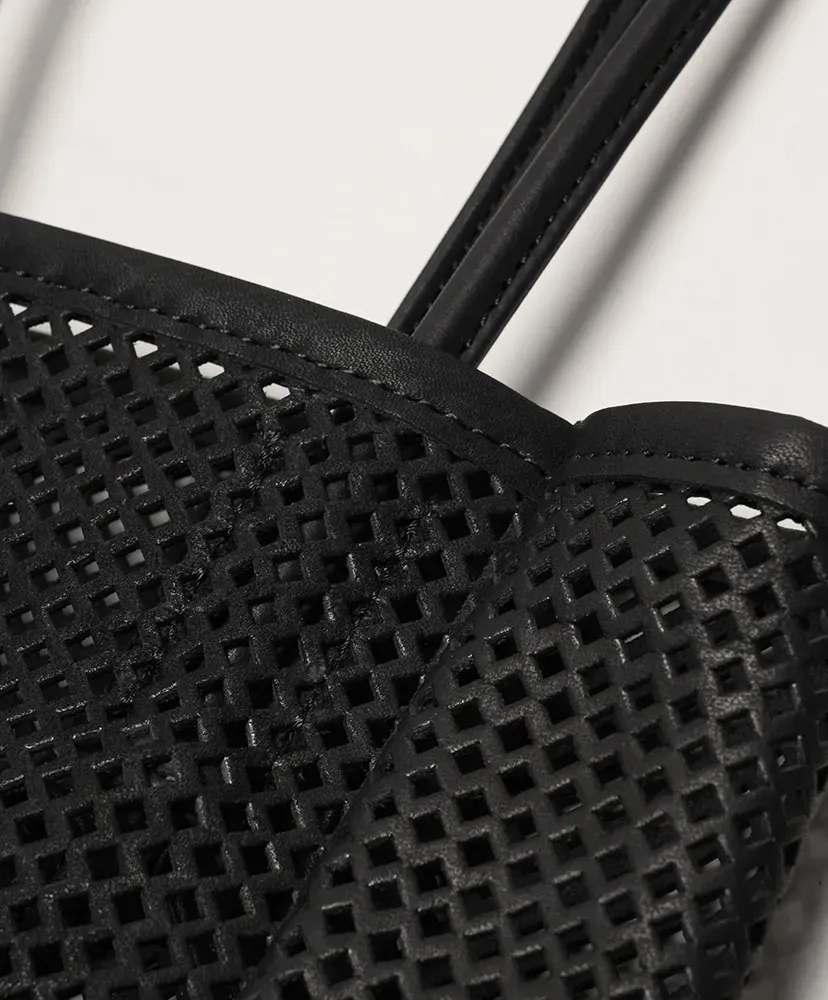 Washed Leather Mesh Tote