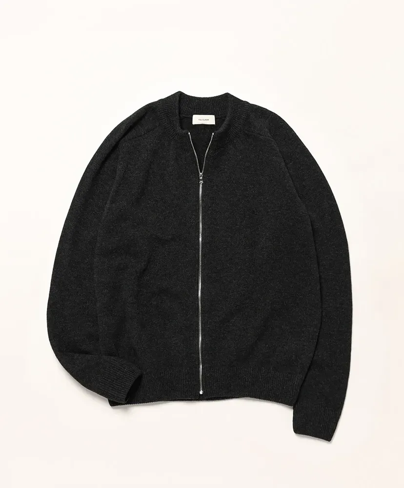 Ckkt-039 Zip Crew Neck Cardigan - Wool
