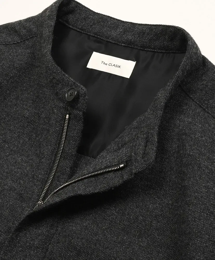 Cksh-025 Zip Collarless Shirts - Wool/Silk/Cashmere