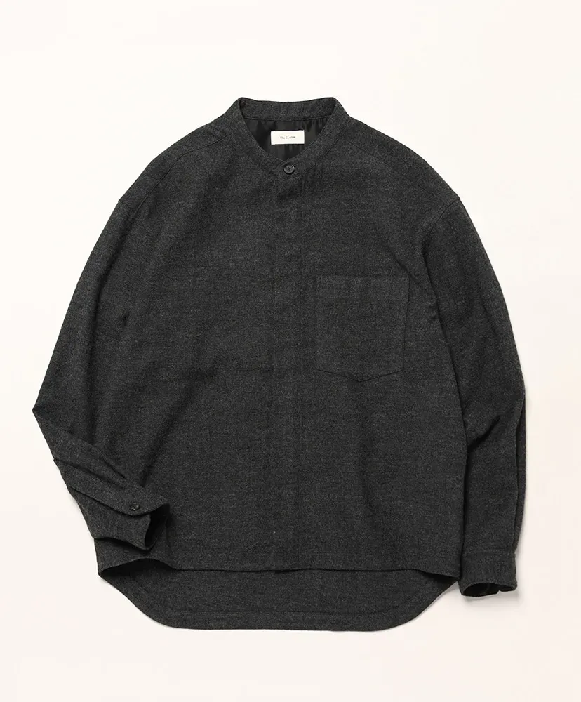 Cksh-025 Zip Collarless Shirts - Wool/Silk/Cashmere