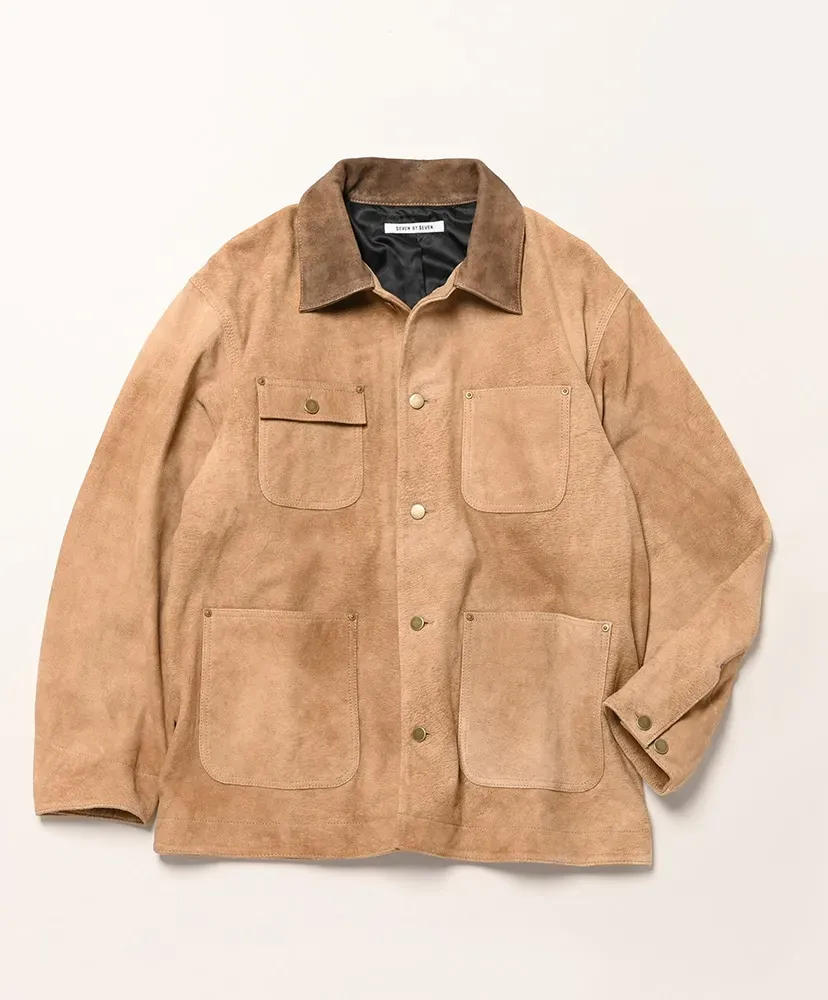 Leather Michigan Chore Coat - Goat Suede Antique Finish