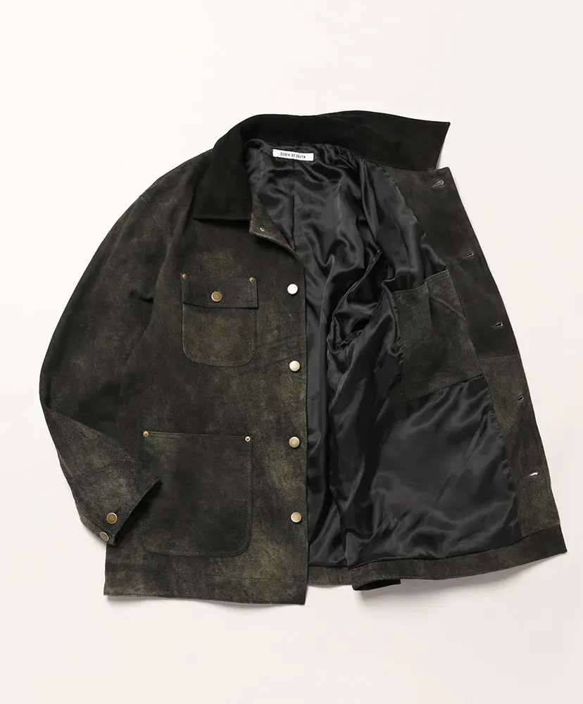 Leather Michigan Chore Coat - Goat Suede Antique Finish