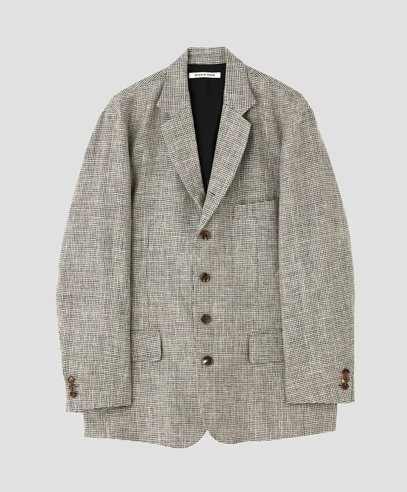 5B Loose Tailored Jacket‐Heather Linen/Nylon*Wool Crepe‐