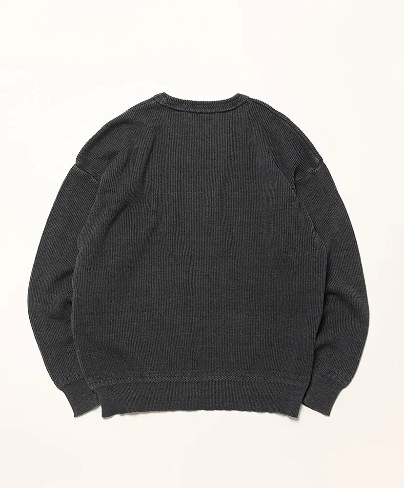 Crew Neck Indigo Knit Sweater - Wash