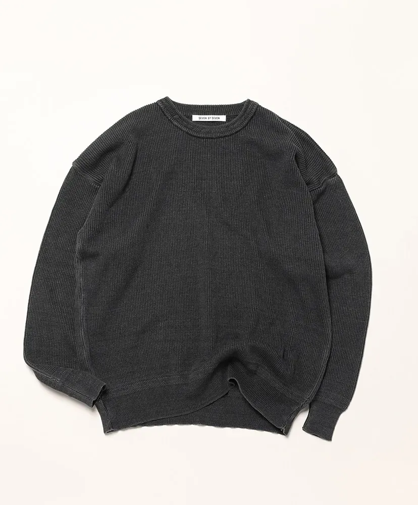 Crew Neck Indigo Knit Sweater - Wash