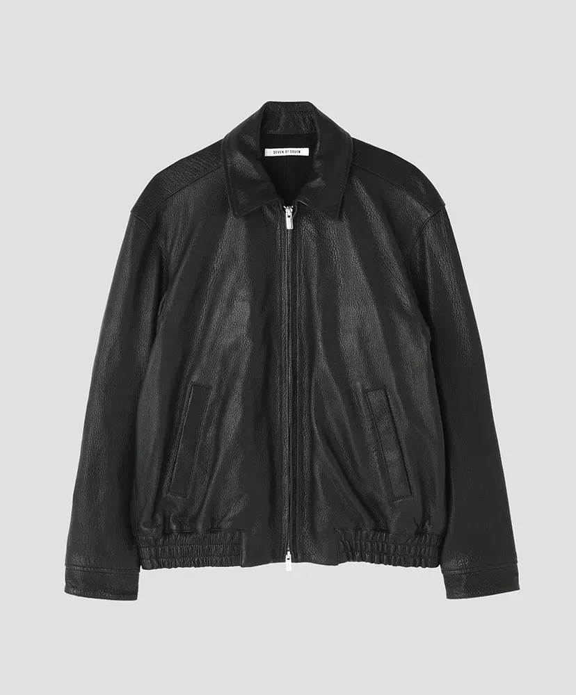 Leather Zip Up Blouson ‐Sheep Shrink Leathe‐